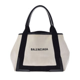 BALENCIAGA バレンシアガ ネイビー カバ ベージュ/黒 339933 ユニセックス キャンバス レザー ハンドバッグ Bランク 中古 銀蔵