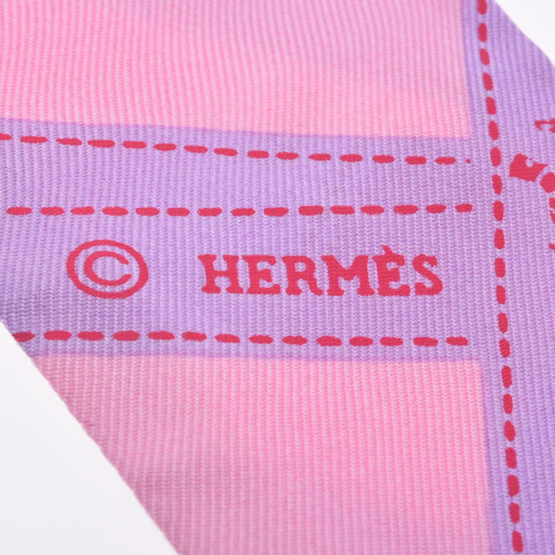 HERMES エルメス ツイリー ピンク レディース シルク100％ スカーフ Aランク 中古 銀蔵