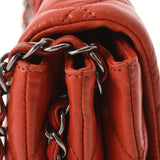 CHANEL シャネル マトラッセ シングルフラップ チェーンショルダー 赤系 シルバー金具 レディース ラムスキン ショルダーバッグ ABランク 中古 銀蔵