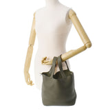 HERMES エルメス ピコタンロック MM  ヴェールオリーブ シルバー金具 A刻印(2017年頃) レディース  トリヨンモーリス ハンドバッグ Aランク 中古 銀蔵