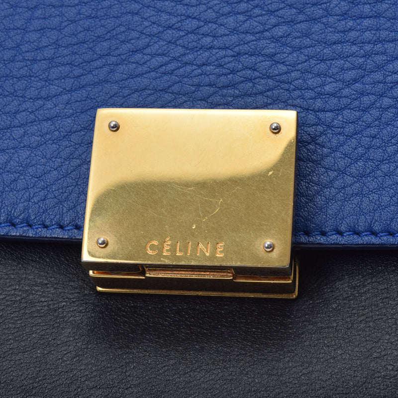 CELINE セリーヌ トラペーズ スモール トリコロール レディース カーフ ハンドバッグ Bランク 中古 銀蔵