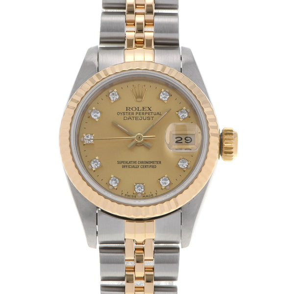 ROLEX ロレックス デイトジャスト 10Pダイヤ 69173G レディース YG/SS 腕時計 自動巻き シャンパン文字盤 Aランク 中古 銀蔵