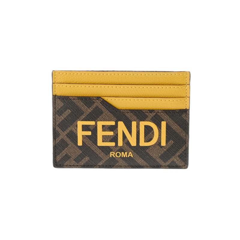 FENDI フェンディ ズッカ柄 ブラウン/イエロー 7M0333AJJ5 メンズ レザー カードケース 未使用 銀蔵