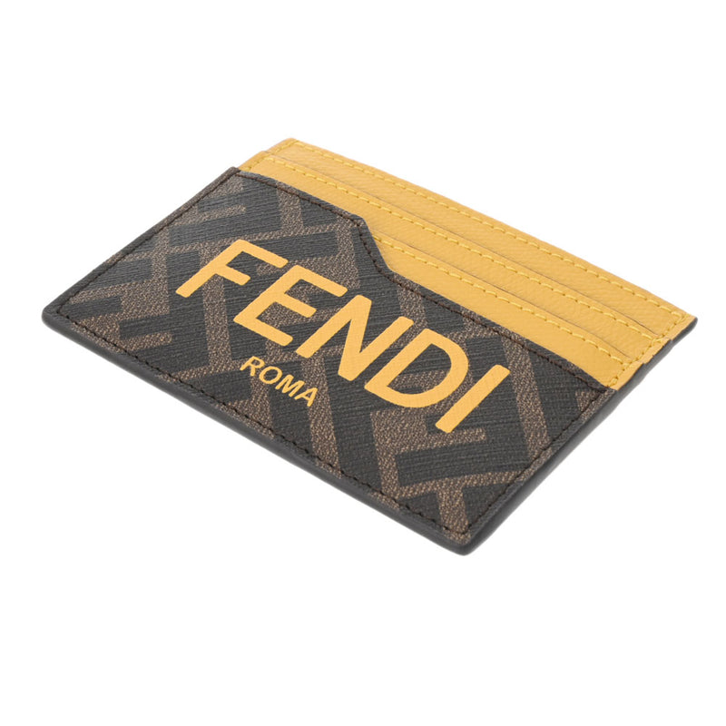 FENDI フェンディ ズッカ柄 ブラウン/イエロー 7M0333AJJ5 メンズ レザー カードケース 未使用 銀蔵