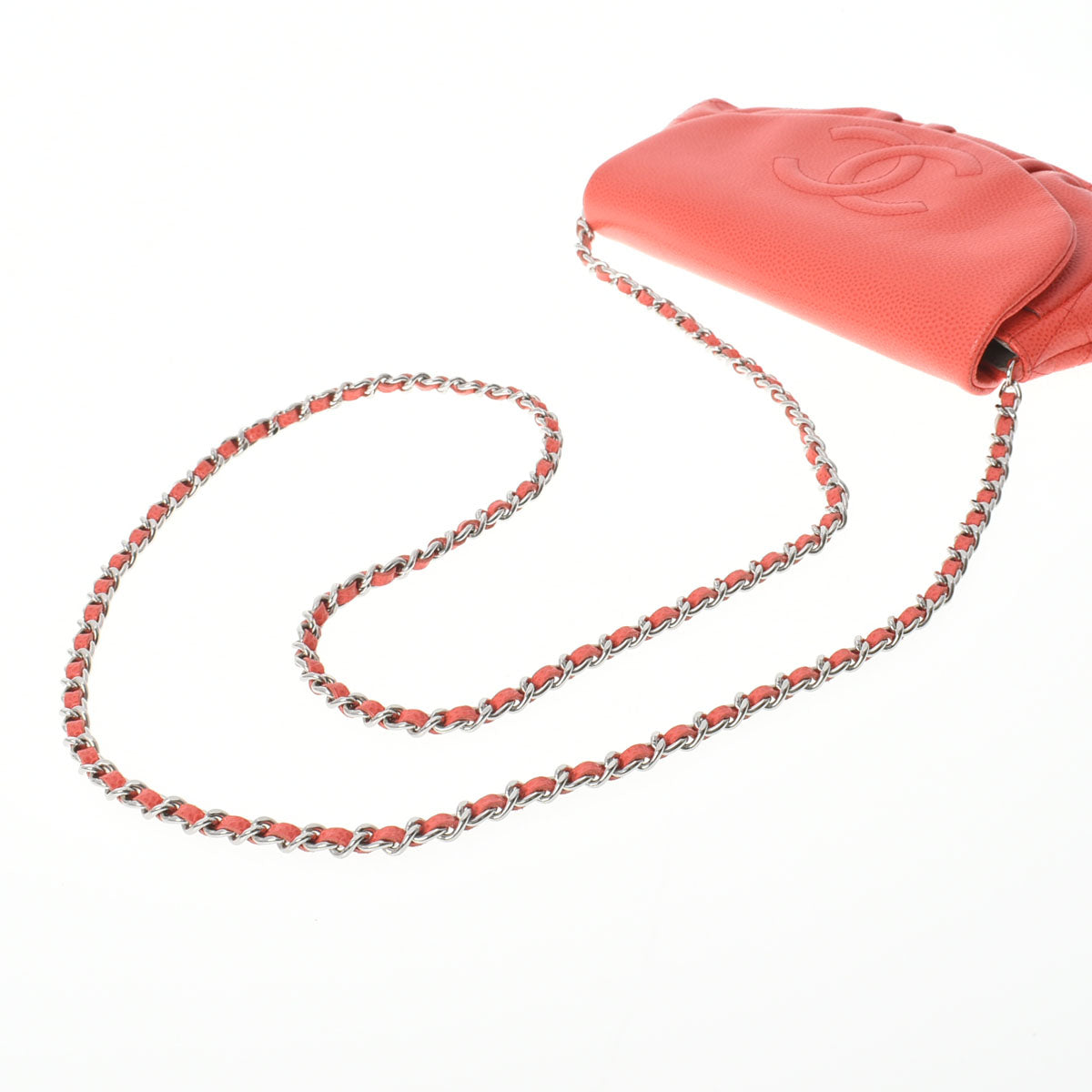 シャネルハーフムーン チェーンウォレット オレンジ レディース