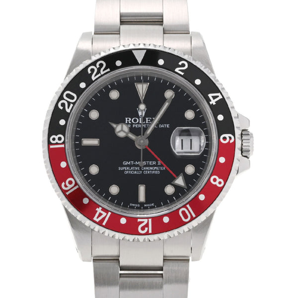 ROLEX ロレックス GMTマスター2 赤黒ベゼル 16710 メンズ SS 腕時計 自動巻き ブラック文字盤 Aランク 中古 銀蔵