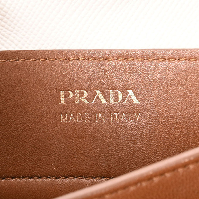 PRADA プラダ 2WAY 白/ベージュ ゴールド金具 BN2887 レディース キャンバス サフィアーノ ハンドバッグ Bランク 中古 銀蔵