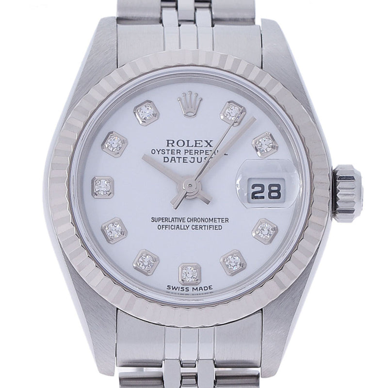 ROLEX ロレックス デイトジャスト 10Pダイヤ 79174G レディース SS/WG 腕時計 自動巻き ホワイト文字盤 Aランク 中古 銀蔵