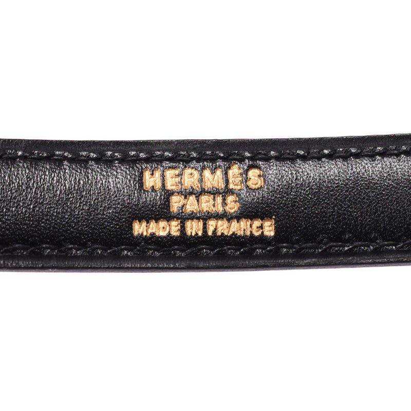 Hermes Hermes Black Gold Bracket ○ P Engraved (around 1986) Unisex Box Card Shoulder Strap AB Rank Used Silgrin