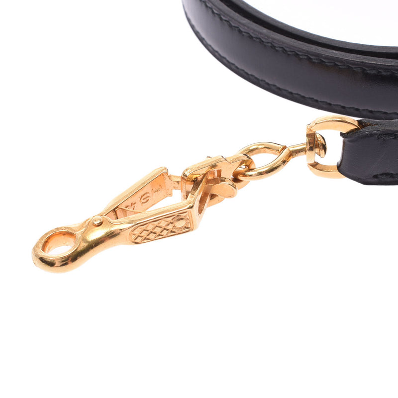 Hermes Hermes Black Gold Bracket ○ P Engraved (around 1986) Unisex Box Card Shoulder Strap AB Rank Used Silgrin