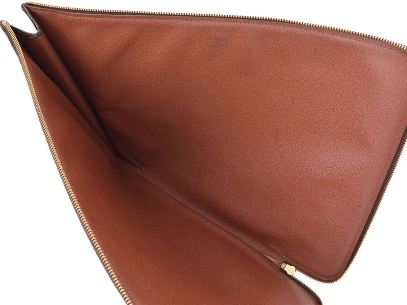 Louis Vuitton Monogram Posh Documan Brown M53457 Men's Women's Genuine Leather AB Rank Document Case LOUIS VUITTON Used Ginzo