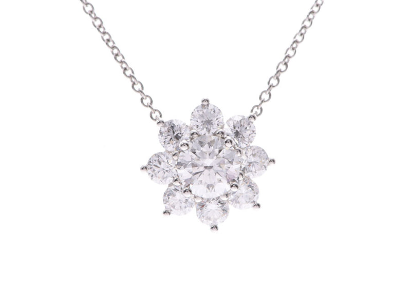 哈利温斯顿向日葵项链女士 Pt950 钻石 0.72ct 5.8g A 级美容 HARRY WINSTON 盒画廊二手银藏