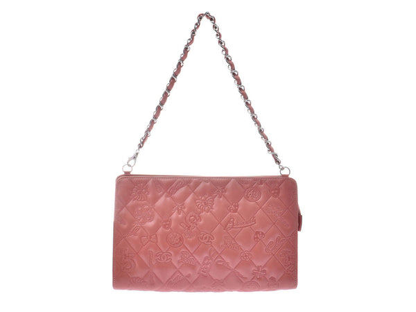 CHANEL Icon Series Chain Shoulder Bag Pink Women's Leather B Rank CHANEL Used Ginzo