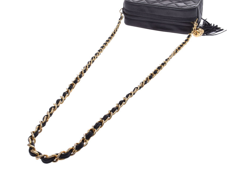 Chanel Mini Matrasse Chain Shoulder Bag Fringe Black G Hardware Ladies Lambskin AB Rank CHANEL Used Ginzo