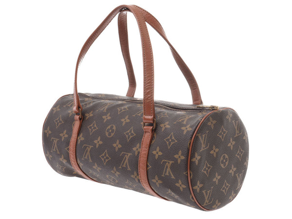 Louis Vuitton Monogram Papillon L Brown M51385 Old Women's Genuine Leather Handbag B Rank LOUIS VUITTON With Pouch Used Ginzo