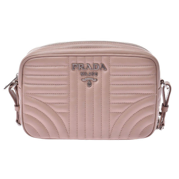 Prada Diagram Pink Beige Ladies Soft Calf Shoulder Bag 1BH083 PRADA Used