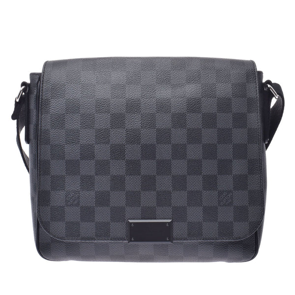 LOUIS VUITTON Louis Vuitton Grafit District PM Damier Black/Grey Men's Damier Grafite Canvas Shoulder Bag N41260 Used