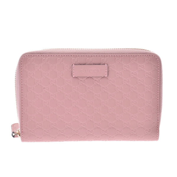 GUCCI Gucci Micro Gucci Shima Round Zipper Wallet Outlet Pink 449423 Unisex Leather Wallet AB Rank Used Ginzo