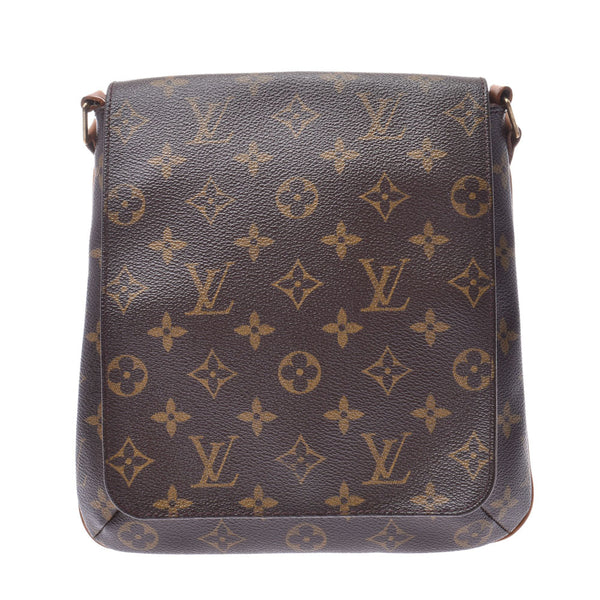LOUIS VUITTON Louis Vuitton monogram Musette salute long brown M51387 unisex monogram canvas shoulder bag B-rank used silver