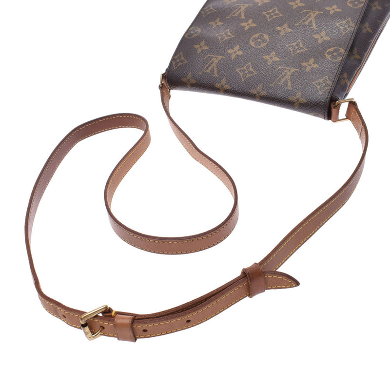 LOUIS VUITTON Louis Vuitton monogram Musette salute long brown M51387 unisex monogram canvas shoulder bag B-rank used silver
