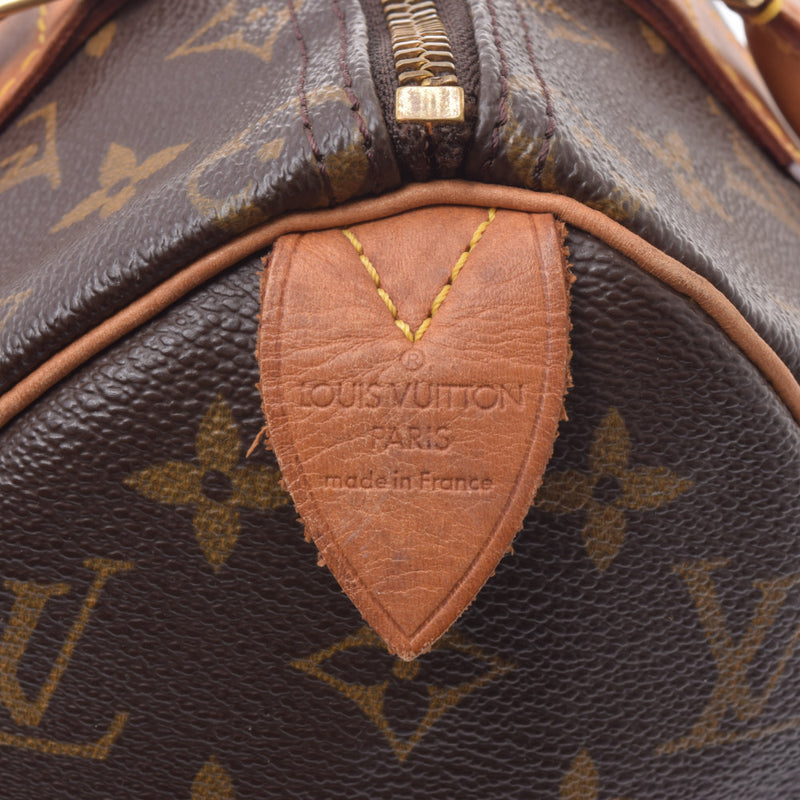 25 LOUIS VUITTON Louis Vuitton monogram speedy brown M41528 Lady's monogram canvas handbag B ranks used silver storehouse