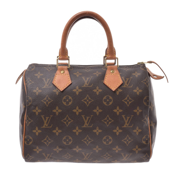 25 LOUIS VUITTON Louis Vuitton monogram speedy brown M41528 Lady's monogram canvas handbag B ranks used silver storehouse