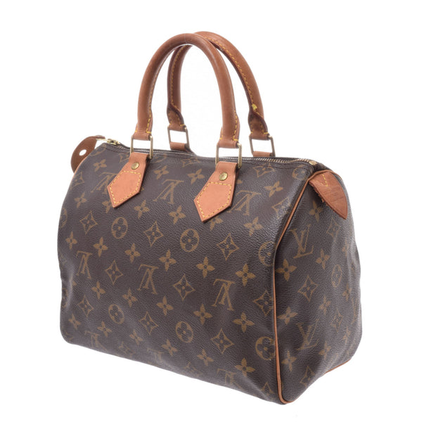 25 LOUIS VUITTON Louis Vuitton monogram speedy brown M41528 Lady's monogram canvas handbag B ranks used silver storehouse