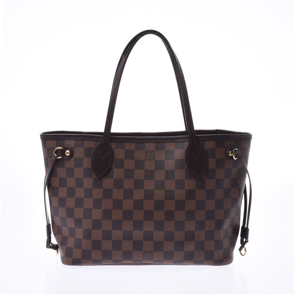 LOUIS VUITTON路易威登Damier Neverfull PM棕色N41359女士Damier帆布手提包A级二手Ginzo