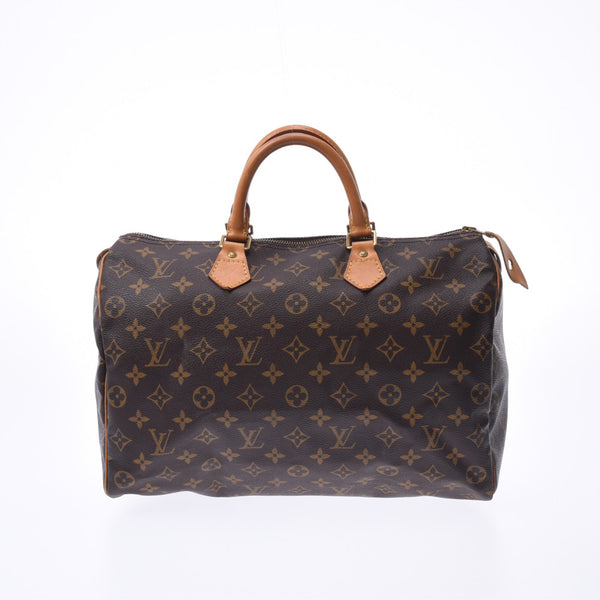 LOUIS VUITTON路易威登Monogram Speedy 35棕色M41524中性Monogram帆布手提包B等级二手Ginzo