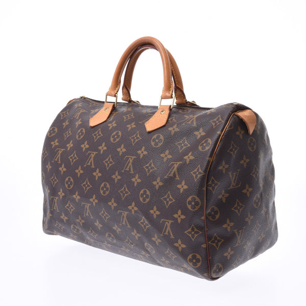 LOUIS VUITTON路易威登Monogram Speedy 35棕色M41524中性Monogram帆布手提包B等级二手Ginzo