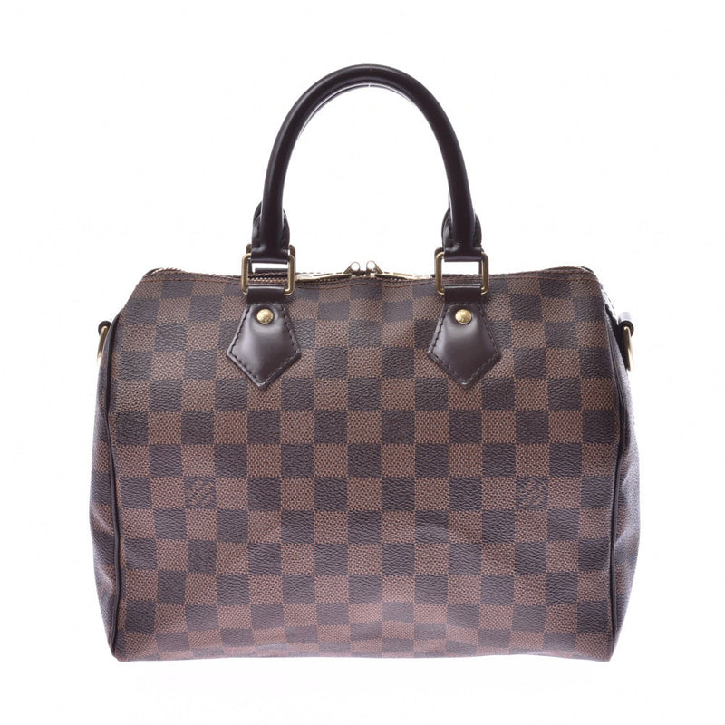 LOUIS VUITTON路易威登Damier Speedy Band Lierre 25棕色N41368中性Damier帆布皮革手提包B等级二手Ginzo