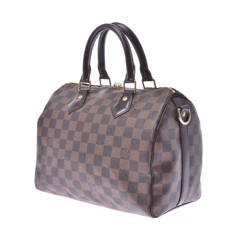 LOUIS VUITTON路易威登Damier Speedy Band Lierre 25棕色N41368中性Damier帆布皮革手提包B等级二手Ginzo