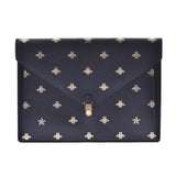 GUCCI Gucci BEE Star Black antique gold hardware 500976 unisex leather clutch bag New used silver