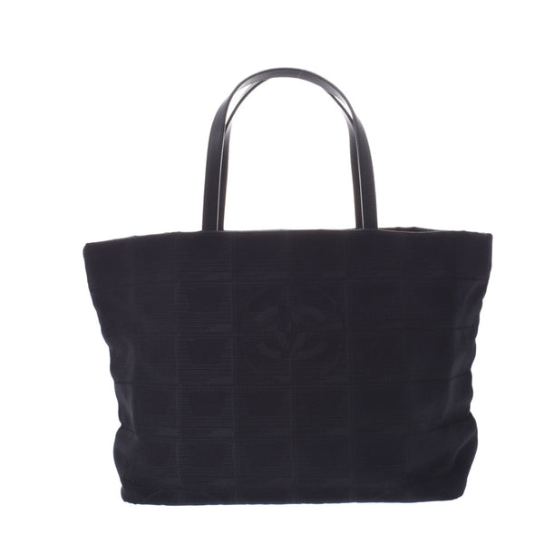 Chanel new label line Tote mm NEW BLACK Unisex nylon / Leather Tote Bag