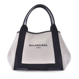 BALENCIAGA バレンシアガネイビーカバス S black Lady's canvas handbag A rank used silver storehouse