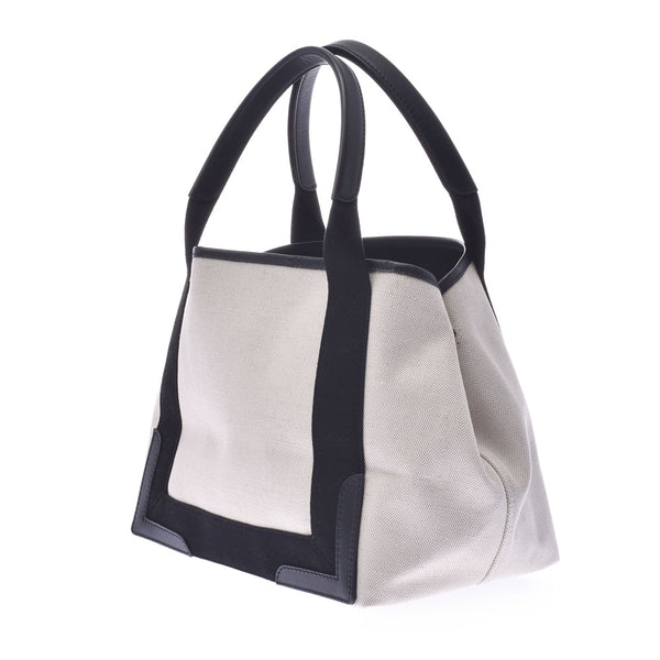 BALENCIAGA バレンシアガネイビーカバス S black Lady's canvas handbag A rank used silver storehouse