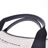 BALENCIAGA バレンシアガネイビーカバス S black Lady's canvas handbag A rank used silver storehouse