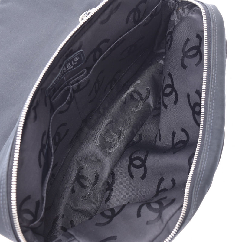 CHANEL CHANEL Choco Bar Chain Shoulder Black Silver Metal Fittings Women's Nylon Shoulder Bag B Rank Used Ginzo