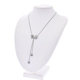 CHANEL Coco mark ribbon motif 14 years model ladies rhinestone necklace AB rank used Ginzo