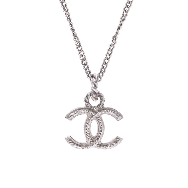 CHANEL Chanel here mark logo necklace 2009 model lady's necklace A rank used silver storehouse