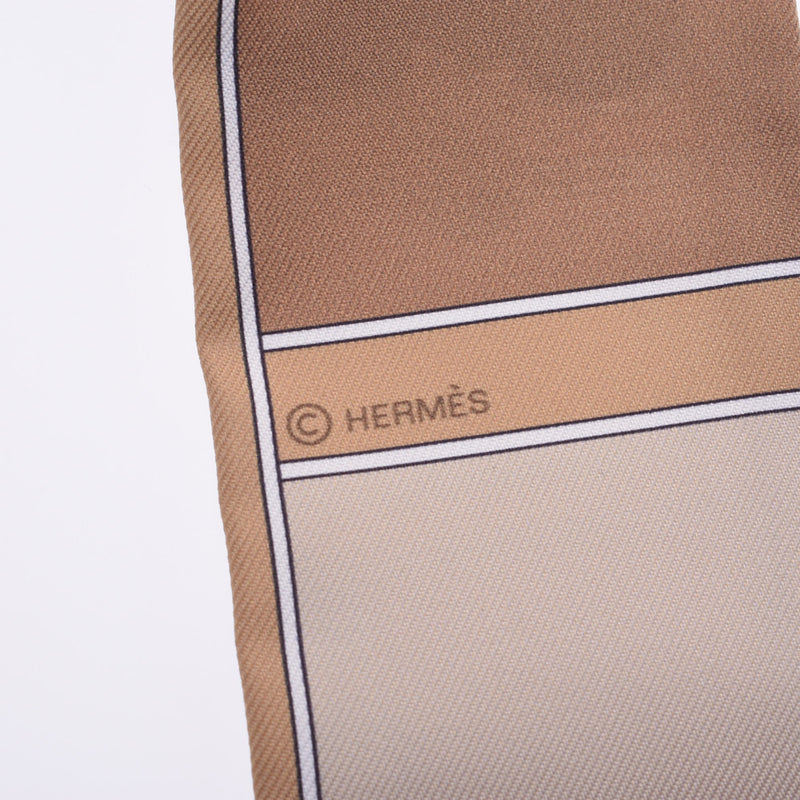 HERMES エルメス ツイリー カマイユ/Camails ブラウン系/グレー系 レディース シルク100％ スカーフ 未使用 銀蔵