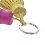 HERMES Hermes Carmen cheetah Uno DOS bag charm Rose purple / lime unisex leather key ring AB rank used silver storehouse