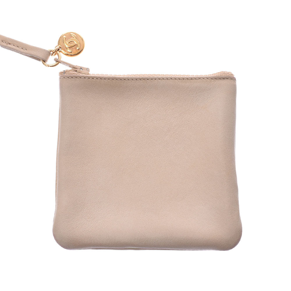 シャネル巾着ショルダーバッグ ベージュ系 ゴールド金具 レディース  