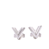 LOUIS VUITTON Louis Vuitton studs earrings essential V M63208 Lady's SV pierced earrings A rank used silver storehouse