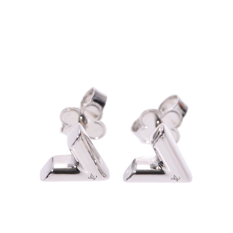 LOUIS VUITTON Louis Vuitton studs earrings essential V M63208 Lady's SV pierced earrings A rank used silver storehouse