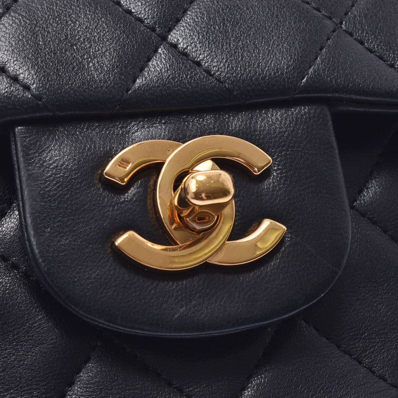 CHANEL シャネル マトラッセ チェーンショルダーバッグ 二重蓋 黒 ゴールド金具 レディース ラムスキン ショルダーバッグ Bランク 中古 銀蔵