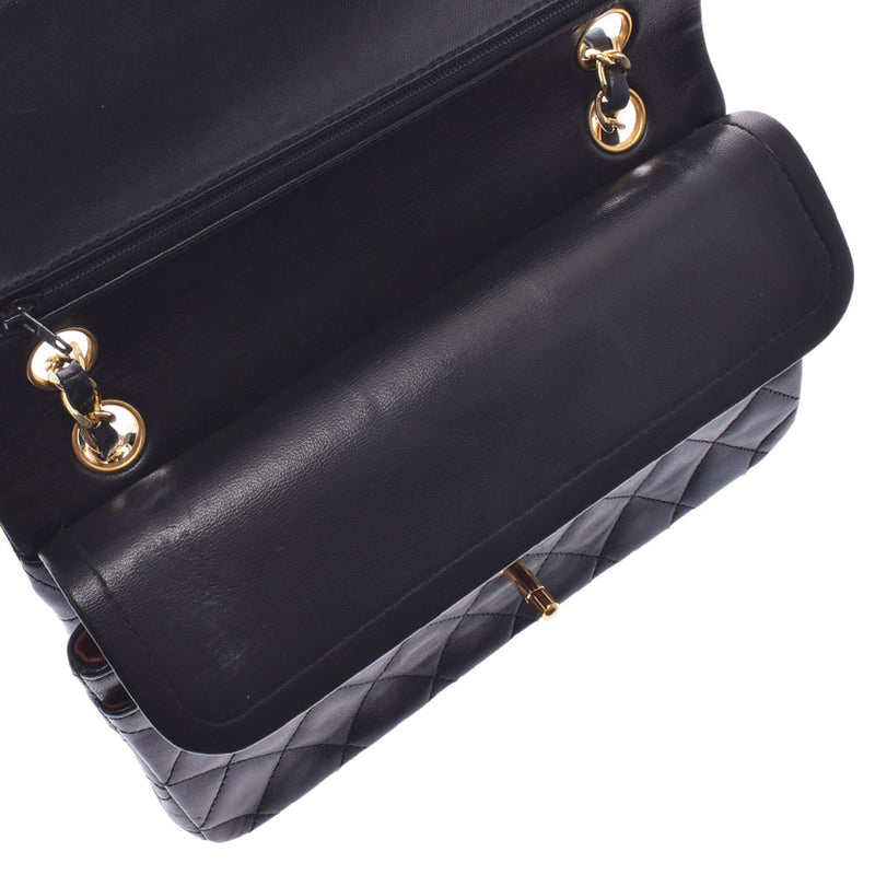 CHANEL シャネル マトラッセ チェーンショルダーバッグ 二重蓋 黒 ゴールド金具 レディース ラムスキン ショルダーバッグ Bランク 中古 銀蔵