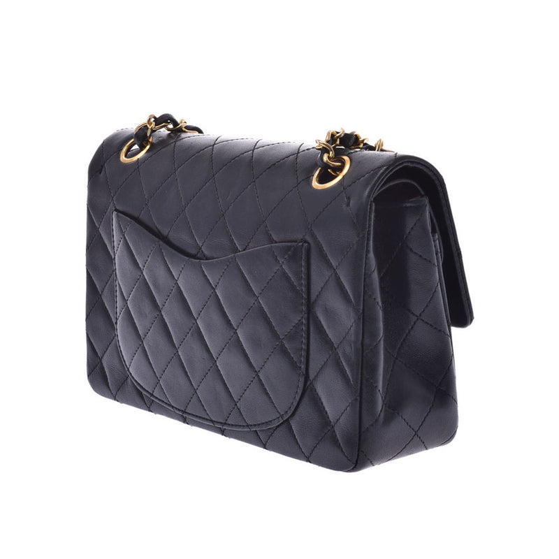 CHANEL シャネル マトラッセ チェーンショルダーバッグ 二重蓋 黒 ゴールド金具 レディース ラムスキン ショルダーバッグ Bランク 中古 銀蔵