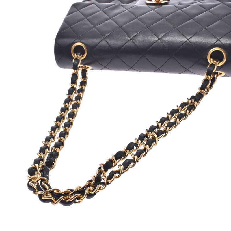 CHANEL シャネル マトラッセ チェーンショルダーバッグ 二重蓋 黒 ゴールド金具 レディース ラムスキン ショルダーバッグ Bランク 中古 銀蔵