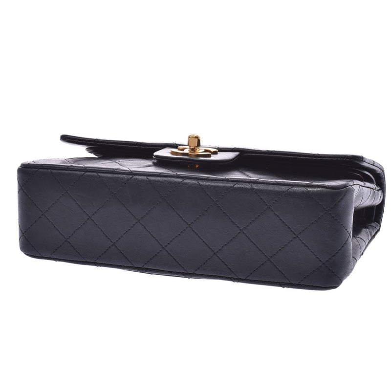 CHANEL シャネル マトラッセ チェーンショルダーバッグ 二重蓋 黒 ゴールド金具 レディース ラムスキン ショルダーバッグ Bランク 中古 銀蔵